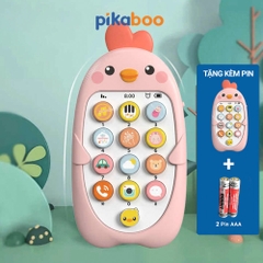 Combo điện thoại đồ chơi cho bé gà vàng kèm pin đáng yêu có đèn và nhạc Pikaboo, chất liệu cao cấp
