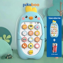 Combo điện thoại đồ chơi cho bé gà vàng kèm pin đáng yêu có đèn và nhạc Pikaboo, chất liệu cao cấp