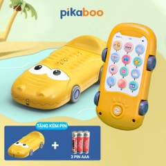 Combo điện thoại đồ chơi cho bé gà vàng kèm pin đáng yêu có đèn và nhạc Pikaboo, chất liệu cao cấp