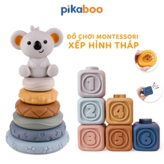 Đồ chơi tháp xếp chồng vòng tròn gấu và xếp hình khối