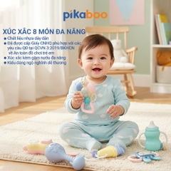 Bộ xúc xắc gặm nướu cao cấp 8 món Pikaboo, xúc xắc kết hợp silicone mềm cao cấp an toàn cho bé