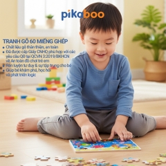 Đồ chơi ghép tranh bằng gỗ Pikaboo xếp miếng ghép thành các bức tranh sinh động đã kiểm định an toàn