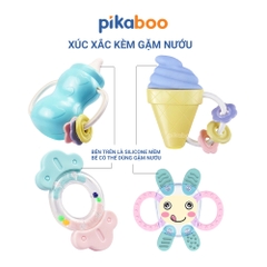 Bộ xúc xắc gặm nướu cao cấp 8 món Pikaboo, xúc xắc kết hợp silicone mềm cao cấp an toàn cho bé