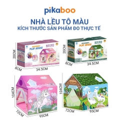 Nhà lều cao cấp cho trẻ em Pikaboo, chất liệu vải chống thấm nước, họa tiết màu sắc bắt mắt cho bé
