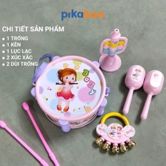 Đồ chơi bộ trống kèn cho bé Pikaboo, bộ trống đa dạng có mẫu kèm xúc xắc lục lạc và kèn