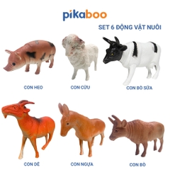 Đồ chơi con vật Pikaboo, mô hình động vật cho bé nhận biết con vật ở tuổi mầm non, chất liệu an toàn