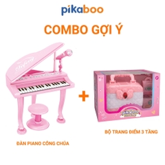 Đàn Piano cho bé màu hồng cao cấp Pikaboo cỡ to đại có ghế ngồi kèm micro chuẩn âm thanh