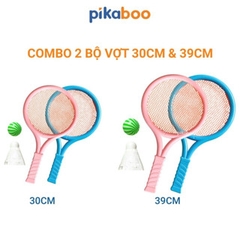 Vợt cầu lông trẻ em đồ chơi thể thao có 2 vợt 1 quả bóng 1 quả cầu Pikaboo an toàn cho bé từ 3 tuổi