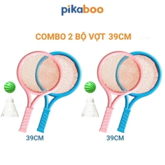 Vợt cầu lông trẻ em đồ chơi thể thao có 2 vợt 1 quả bóng 1 quả cầu Pikaboo an toàn cho bé từ 3 tuổi