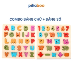 Bảng học chữ cái học chữ số bằng gỗ cho bé đồ chơi gỗ cao cấp Pikaboo, giúp bé giáo dục sớm
