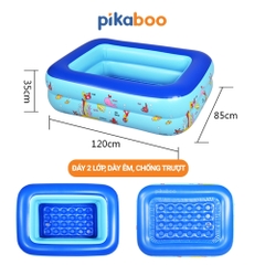 Bể bơi cho bé, Phao bơi trong nhà cao cấp Pikaboo 2-3 tầng đáy 2 lớp chống trượt