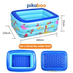 Bể bơi cho bé, Phao bơi trong nhà cao cấp Pikaboo 2-3 tầng đáy 2 lớp chống trượt