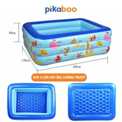 Bể bơi cho bé, Phao bơi trong nhà cao cấp Pikaboo 2-3 tầng đáy 2 lớp chống trượt