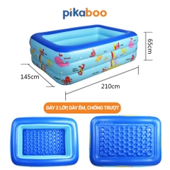 Bể bơi cho bé, Phao bơi trong nhà cao cấp Pikaboo 2-3 tầng đáy 2 lớp chống trượt