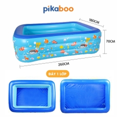 Bể bơi cho bé, Phao bơi trong nhà cao cấp Pikaboo 2-3 tầng đáy 2 lớp chống trượt