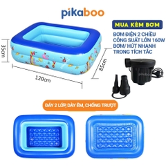 Bể bơi cho bé, Phao bơi trong nhà cao cấp Pikaboo 2-3 tầng đáy 2 lớp chống trượt