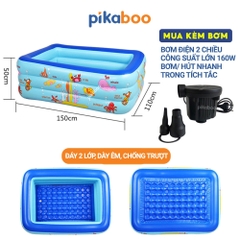 Bể bơi cho bé, Phao bơi trong nhà cao cấp Pikaboo 2-3 tầng đáy 2 lớp chống trượt