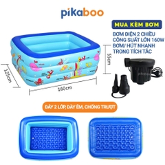 Bể bơi cho bé, Phao bơi trong nhà cao cấp Pikaboo 2-3 tầng đáy 2 lớp chống trượt