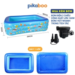 Bể bơi cho bé, Phao bơi trong nhà cao cấp Pikaboo 2-3 tầng đáy 2 lớp chống trượt
