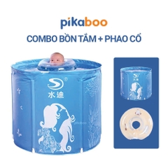 Phao cổ cho bé Pikaboo dùng cùng phao chậu, bồn tắm cho bé 0-12 tháng tắm tập bơi vận động thư giãn