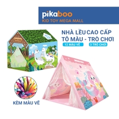 Nhà lều cao cấp cho trẻ em Pikaboo, chất liệu vải chống thấm nước, họa tiết màu sắc bắt mắt cho bé