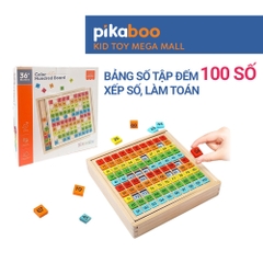 Bảng gỗ số tập đếm từ 1 đến 100 Pikaboo, giáo cụ Montessori giúp bé nhận biết sớm về toán học