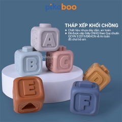 Đồ chơi tháp xếp chồng montessori tròn gấu và hình khối cao cấp Pikaboo giúp bé phát triển sớm
