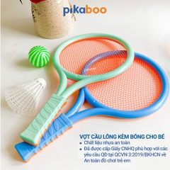 Vợt cầu lông trẻ em đồ chơi thể thao có 2 vợt 1 quả bóng 1 quả cầu Pikaboo an toàn cho bé từ 3 tuổi