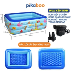 Bể bơi cho bé, Phao bơi trong nhà cao cấp Pikaboo 2-3 tầng đáy 2 lớp chống trượt