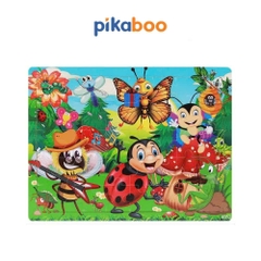 Đồ chơi ghép tranh bằng gỗ Pikaboo xếp miếng ghép thành các bức tranh sinh động đã kiểm định an toàn