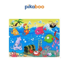 Đồ chơi ghép tranh bằng gỗ Pikaboo xếp miếng ghép thành các bức tranh sinh động đã kiểm định an toàn