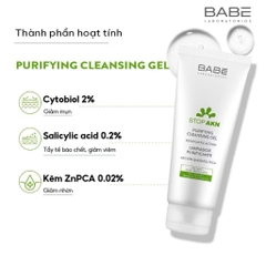 Sữa rửa mặt BABE STOP AKN PURIFYING CLEANSING GEL dịu ên cho làn da mụn