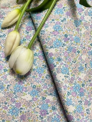 Vải Thô cotton in hoa, trái tim - may đầm, bộ, handmade, decor (dài 1m, khổ 1m45, vải cắt liền)