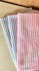 Vải Cotton hàn (đũi lạnh) sọc - may bộ, đầm, handmade, decor (dài 1m, khổ 1m6, vải cắt liền)