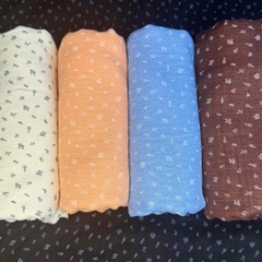 Vải Đũi vân mây hoa nhí - may bộ, quần dài suông, đầm thời trang (dài 1m, khổ 1m5, vải cắt liền)