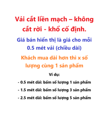 Vải cotton (SLx0.5m khổ 1.4m) kate caro in hình rõ nét, màu sắc rực rỡ, thấm hút tốt.