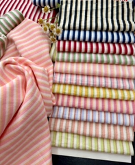 Vải Cotton hàn (đũi lạnh) sọc - may bộ, đầm, handmade, decor (dài 1m, khổ 1m6, vải cắt liền)