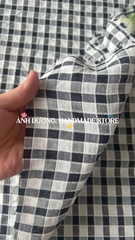 Vải cotton nhung (SLx0.5m khổ 1.5m) caro 8li, cotton thô thoáng khí và dễ chịu