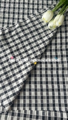 Vải cotton nhung (SLx0.5m khổ 1.5m) caro 8li, cotton thô thoáng khí và dễ chịu