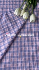 Vải cotton nhung (SLx0.5m khổ 1.5m) caro 8li, cotton thô thoáng khí và dễ chịu