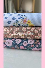 Vải thô cotton (SLx0.5m khổ 1.45m) kate lụa 3D họa tiết in hoa nhí phong phú, đa dạng, bắt mắt.