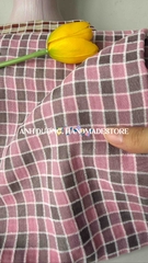 Vải cotton nhung (SLx0.5m khổ 1.5m) caro 8li, cotton thô thoáng khí và dễ chịu