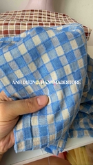 Vải cotton nhung (SLx0.5m khổ 1.5m) caro 8li, cotton thô thoáng khí và dễ chịu
