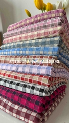 Vải cotton nhung (SLx0.5m khổ 1.5m) caro 8li, cotton thô thoáng khí và dễ chịu