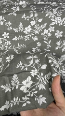 Vải Thô cotton denim in hoa - may bộ, đầm, decor, handmade (dài 1m, khổ 1m45, vải cắt liền)