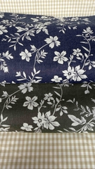 Vải Thô cotton denim in hoa - may bộ, đầm, decor, handmade (dài 1m, khổ 1m45, vải cắt liền)