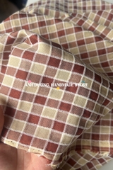 Vải Cotton caro nhung 8li - phù hợp may bộ, quần dài suông, đầm thời trang (dài 1m, khổ 1m45, vải cắt liền)
