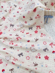 Vải xốp gạo (SLx0.5m khổ 1.5m) in hình dễ thương gấu, loopy, dâu, thỏ, nơ, kitty....
