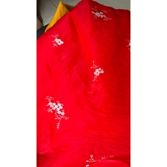 Vải Tơ giấy (SLx0.5m khổ 1.5m) tơ nến thêu hoa, phù hợp may áo dài cách tân, đầm, áo...
