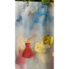 Vải Lưới (SLx0.5m khổ 1.3m) Thêu hình độc lạ, hình in chuẩn nét